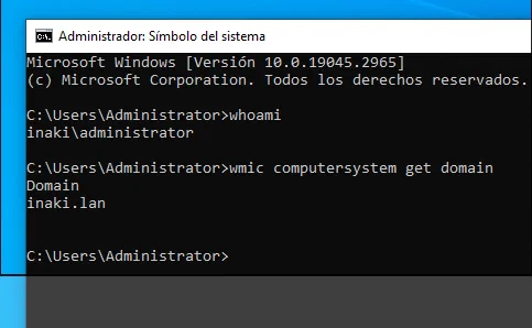 Image of the Windows machine in the domain