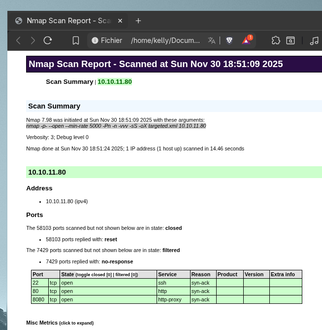 Imagen del resultado del escaneo