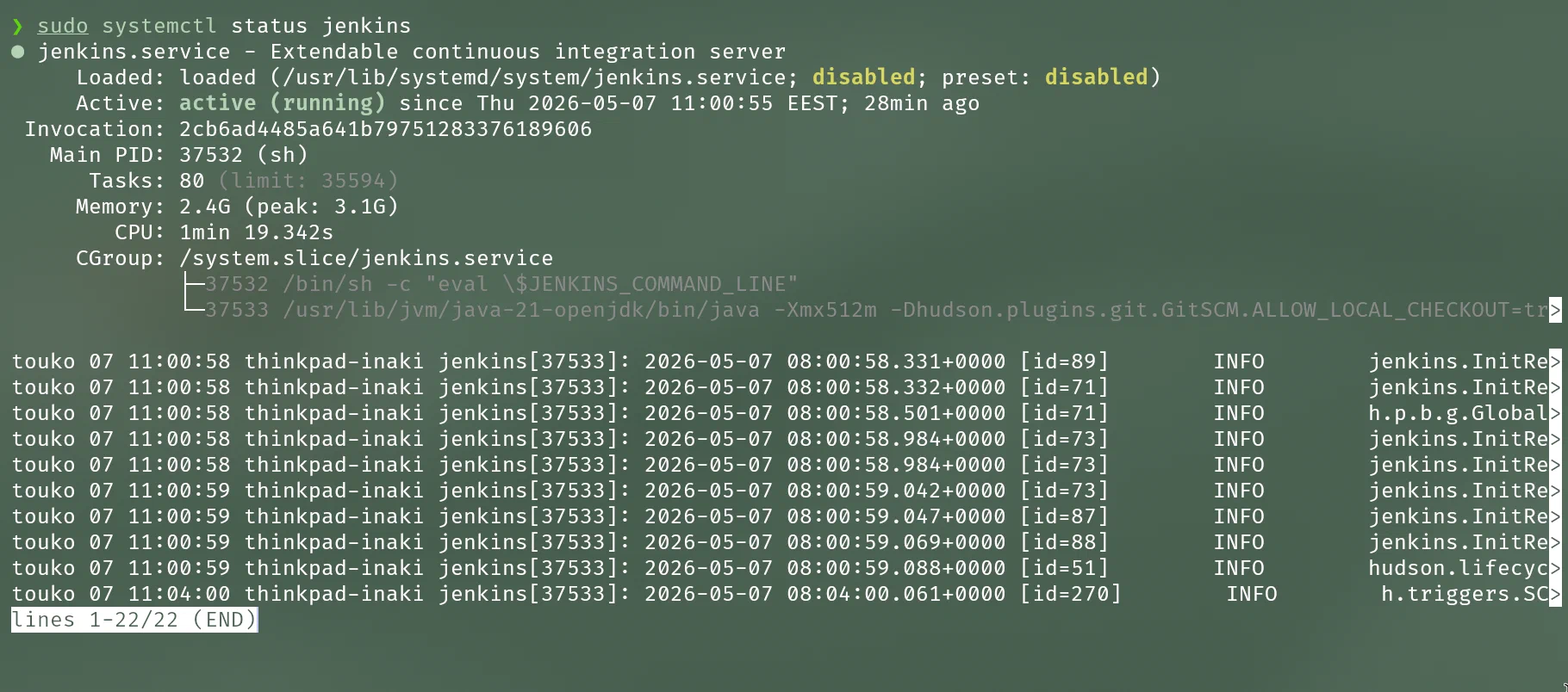 Jenkins funcionando