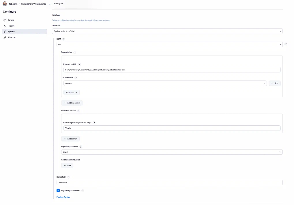Configuración del job Jenkins